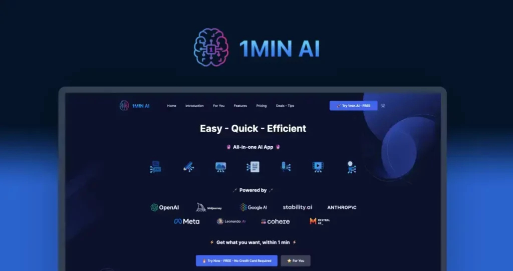 1minAI - All-in-One AI App for Enhanced Productivity | Exclusive Deal