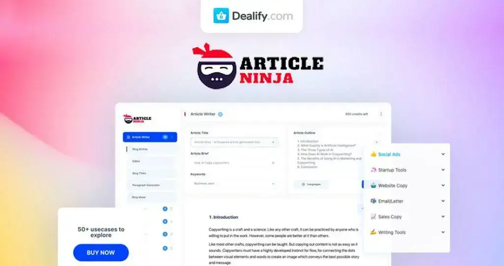 ArticleNinja - Ultimate AI Article Writer | Lifetime Deal Offer