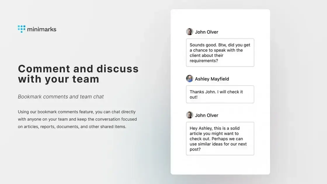 Collaborate in real-time with your team using minimarks