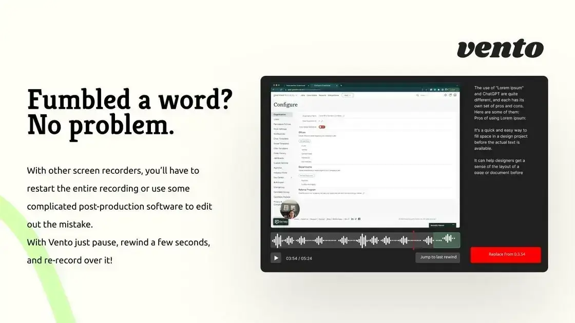 Never restart your recordings again with Vento