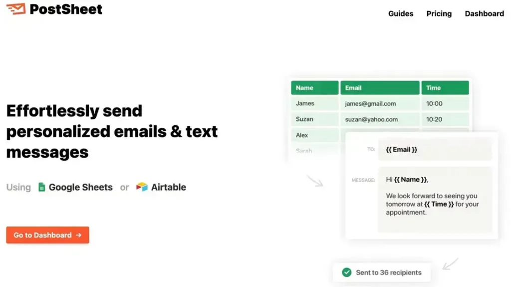 PostSheet - Effortlessly Send Personalized Messages | SEO Tool