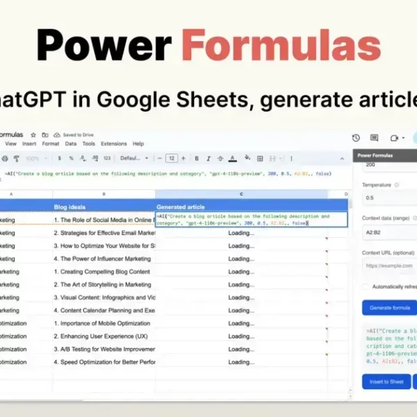 Power Formulas - Power Up Your Google Sheets with AI