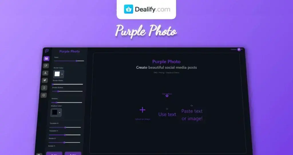 Purple Photo - Create Stunning Social Media Posts effortlessly