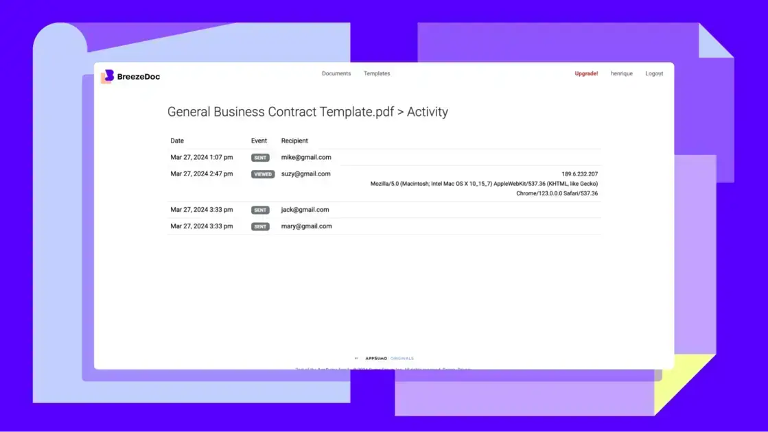 Track document progress and recipient actions