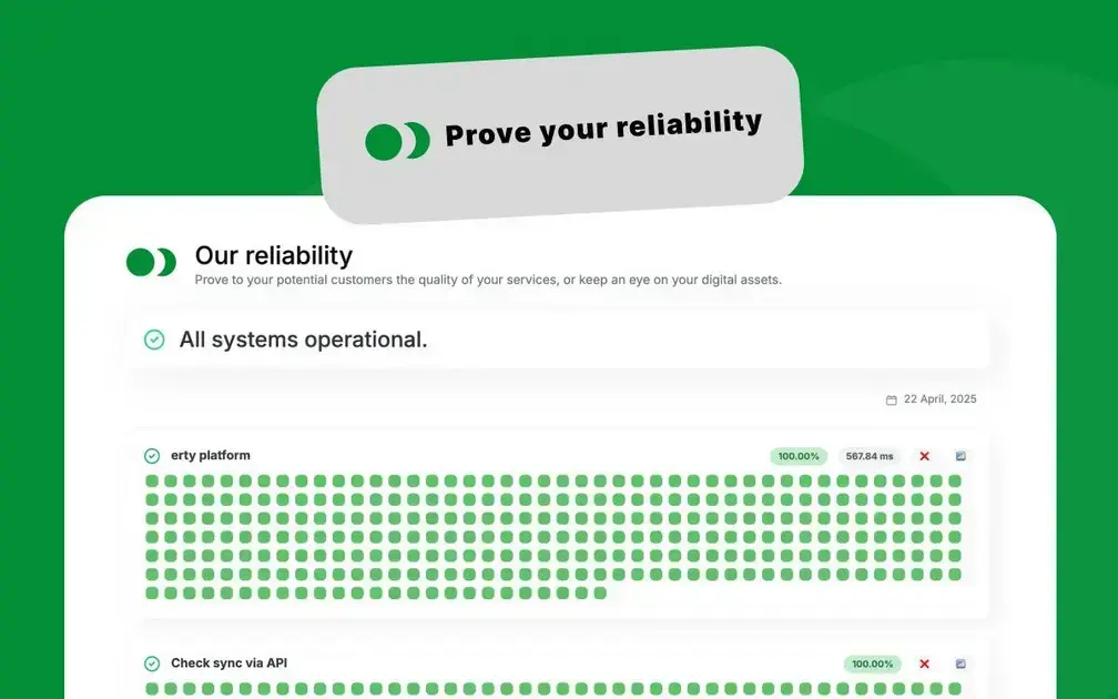 Build customer trust with Erty uptime monitoring